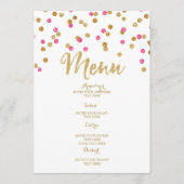 Roze Fuchsia Gouden Confetti Trouwmenu Menu (Voorkant)