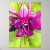 Roze Fuchsia heldere waterverf moderne bloemkunst Poster (Voorkant)