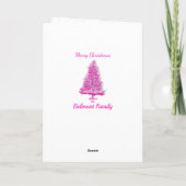 Roze Fuchsia Holiday Tree Ribbon Bow Aangepaste na Feestdagen Kaart (Achterkant)