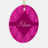 Roze Fuchsia & Magenta Arabesque Moroccan Keramisch Ornament (Rechts)