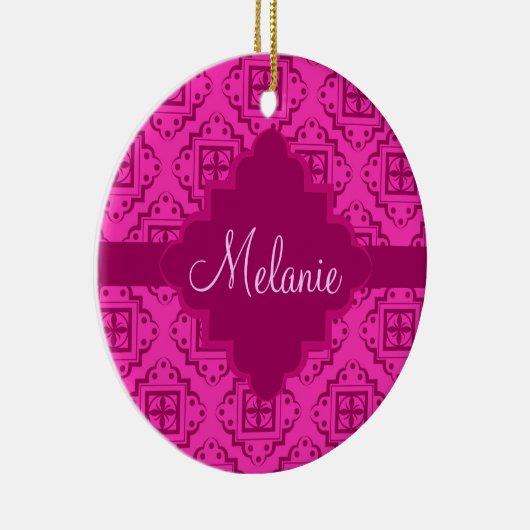 Roze Fuchsia & Magenta Arabesque Moroccan Keramisch Ornament (Rechts)
