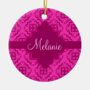 Roze Fuchsia & Magenta Arabesque Moroccan Keramisch Ornament
