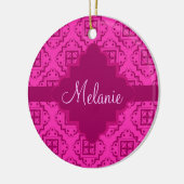 Roze Fuchsia & Magenta Arabesque Moroccan Keramisch Ornament (Links)