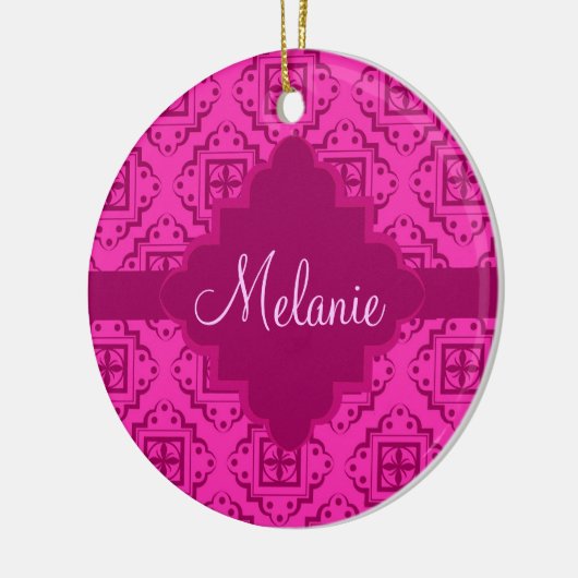 Roze Fuchsia & Magenta Arabesque Moroccan Keramisch Ornament (Links)