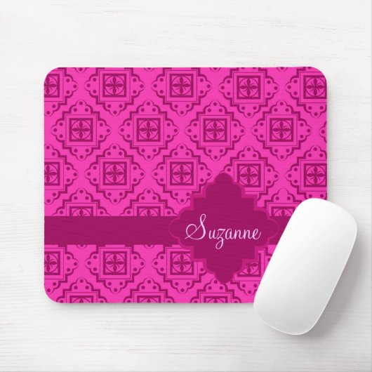 Roze Fuchsia & Magenta Arabesque Moroccan Muismat (Met muis)