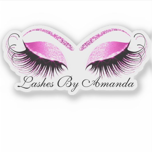 Roze Fuchsia Makeup Artist Lashes Extension Studio Sticker (Voorkant)