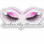Roze Fuchsia Makeup Artist Lashes Extension Studio Sticker (Voorkant)