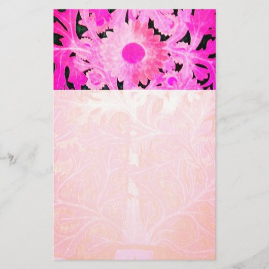 ROZE FUCHSIA MARGRIET, MARGUERITE Bloemig Briefpapier (Voorkant)