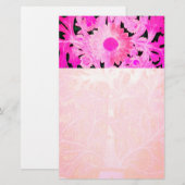 ROZE FUCHSIA MARGRIET, MARGUERITE Bloemig Briefpapier (Voorkant / Achterkant)