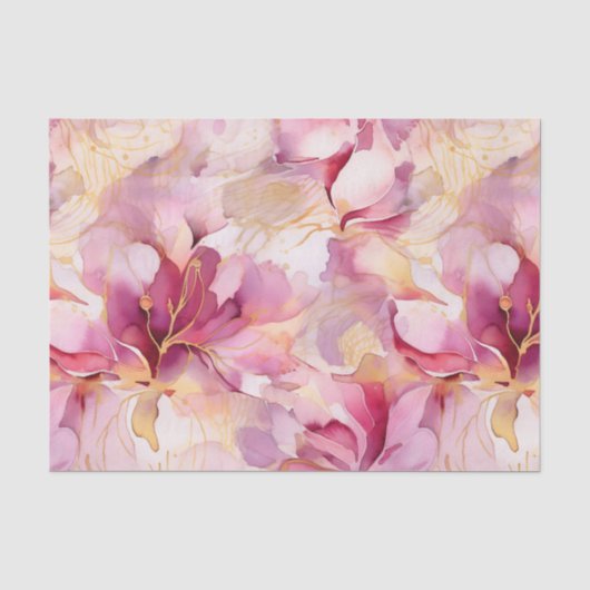 Roze Fuchsia Moderne Abstracte Lelies Tissuepapier (Voorkant)
