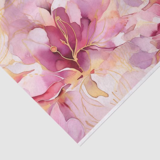 Roze Fuchsia Moderne Abstracte Lelies Tissuepapier (Detail)