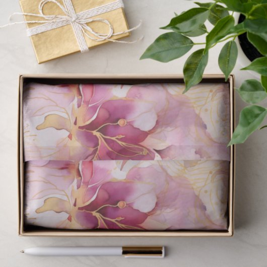 Roze Fuchsia Moderne Abstracte Lelies Tissuepapier (Geschenk)