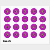 Roze Fuchsia Om Energie Bloem Power Mandala Ronde Sticker (Vel)