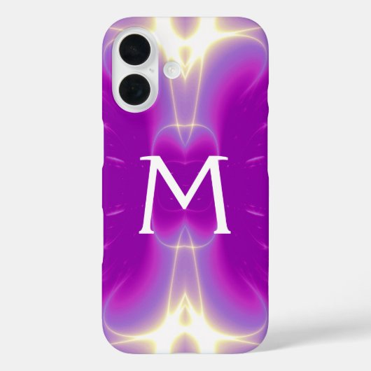 ROZE FUCHSIA PAARSE FRACTALE LICHTGOLVEN MONOGRAM Case-Mate iPhone CASE (Achterkant)