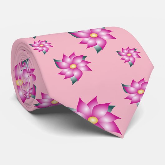 Roze Fuchsia Patroon Stropdas (Opgerold)