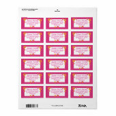 Roze fuchsia plaid patroon naakte bloemen lente etiket (Full Sheet)