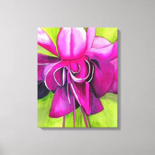 Roze Fuchsia pop art waterverf flower art Canvas Afdruk (Voorkant)