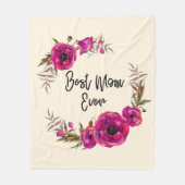 Roze Fuchsia Poppies Best mam Ever - Moeder Da Fleece Deken (Voorkant)