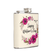 Roze Fuchsia Poppies Best Mam Ever - Moederdag Heupfles (Rechts)