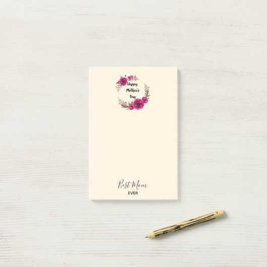 Roze Fuchsia Poppies Best Mam Ever - Moederdag Post-it® Notes (Op bureau)