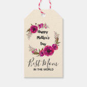 Roze Fuchsia Poppies Beste Mam - Moederdag Cadeaulabel (Voorkant)