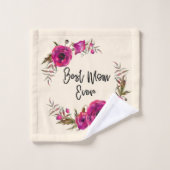 Roze Fuchsia Poppy Wreaty Best Mam Ever Bad Handdoek (Wasdoekje)