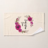 Roze Fuchsia Poppy Wreaty Best Mam Ever Bad Handdoek (Handdoek)