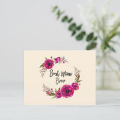 Roze Fuchsia Poppy Wreaty Best Mam Ever Briefkaart (Staand voorkant)