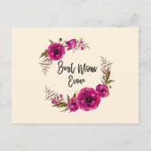 Roze Fuchsia Poppy Wreaty Best Mam Ever Briefkaart (Voorkant)