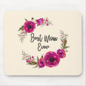 Roze Fuchsia Poppy Wreaty Best Mam Ever Muismat (Voorkant)