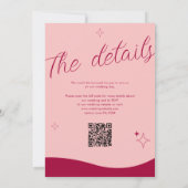 Roze Fuchsia Retro Moderne Trouwdag QR Code Kaart (Achterkant)