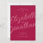 Roze Fuchsia Retro Moderne Trouwfoto Save The Date (Voorkant)