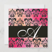 ROZE FUCHSIA ROOD ZWART DAMAST MONOGRAM , wit Kaart (Voorkant)