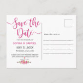 Roze Fuchsia Roos Botanische Bloemen Save the Date Aankondigingskaart (Achterkant)