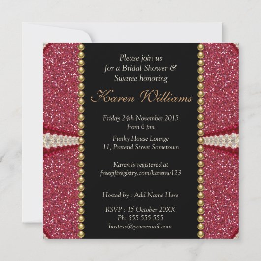 Roze Fuchsia Sparkle Vrijgezellenfeest Party Kaart (Achterkant)