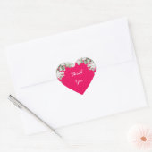 roze fuchsia trouwfeest uitnodiging hart sticker (Envelop)