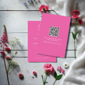 Roze Fuchsia Trouwuitnodiging met QR-code Kaart