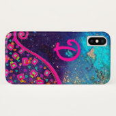 ROZE FUCHSIA TURQUOISE BLAUW ABSTRACTE DECO MONOGR Case-Mate iPhone CASE (Achterkant (horizontaal))
