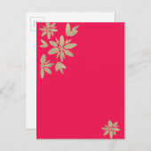 Roze fuchsia uitnodiging met gouden glinsterende b (Voorkant / Achterkant)