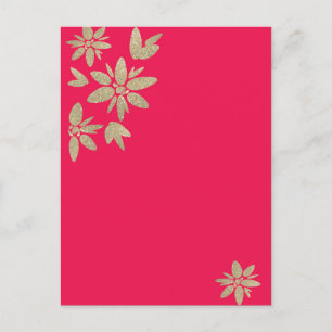 Roze fuchsia uitnodiging met gouden glinsterende b briefkaart