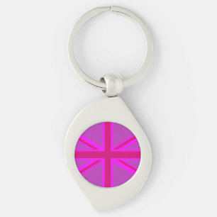 Roze Fuchsia Union Jack Vlagontwerp Sleutelhanger