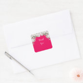 roze fuchsia vierkante sticker (Envelop)
