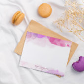 Roze Fuchsia Violet Waterverf Jouw naam toevoegen Notitiekaartje