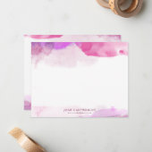 Roze Fuchsia Violet Waterverf Jouw naam toevoegen Notitiekaartje (Voorkant / Achterkant in situ)