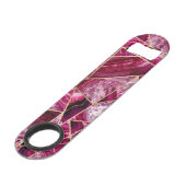 Roze Fuchsia White Agate Gold Geometric Monogram Speed Flessenopener (Achterkant Gekanteld)