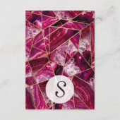 Roze Fuchsia White Agate Gold Geometric Triangles Informatiekaartje (Achterkant)