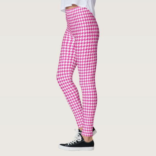 Roze Fuchsia White Houndstooth Leggings (Links)