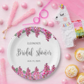 Roze Fuchsia Wisteria Bruids-Shower  Papieren Bordje (Feest)