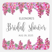 Roze Fuchsia Wisteria Bruiloft Feest  Vierkante Sticker (Voorkant)