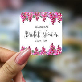 Roze Fuchsia Wisteria Bruiloft Feest  Vierkante Sticker